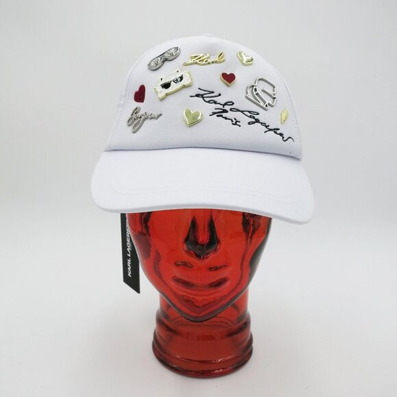 NWT Karl Lagerfeld Paris Women/Men Cate Pins Baseball Cap in White $58.00 - Picture 5 of 16